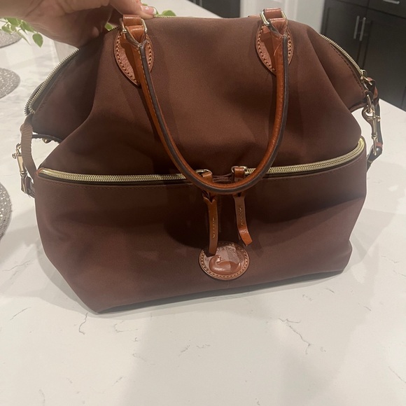 Dooney & Bourke Brown Satchel with Tan Accents - Picture 3 of 5